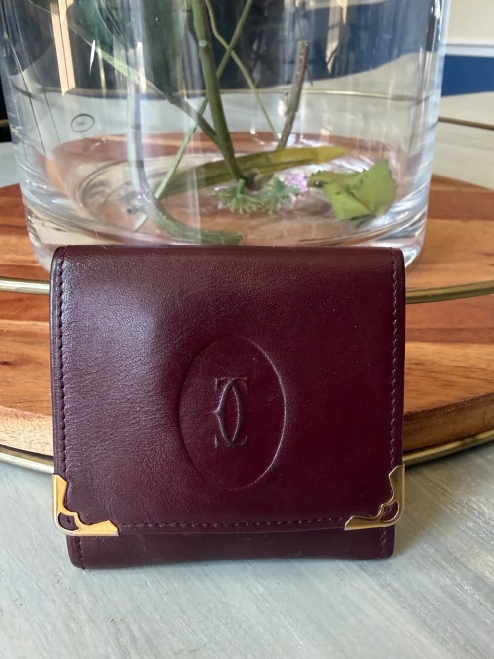 Cartier coin case square purse / wallet Must de Bordeaux 73184184